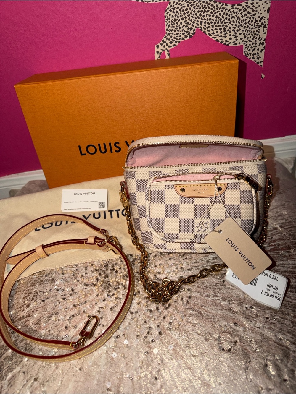 Louis Vuitton Damier Azur Mini BumBag Gold Hardware